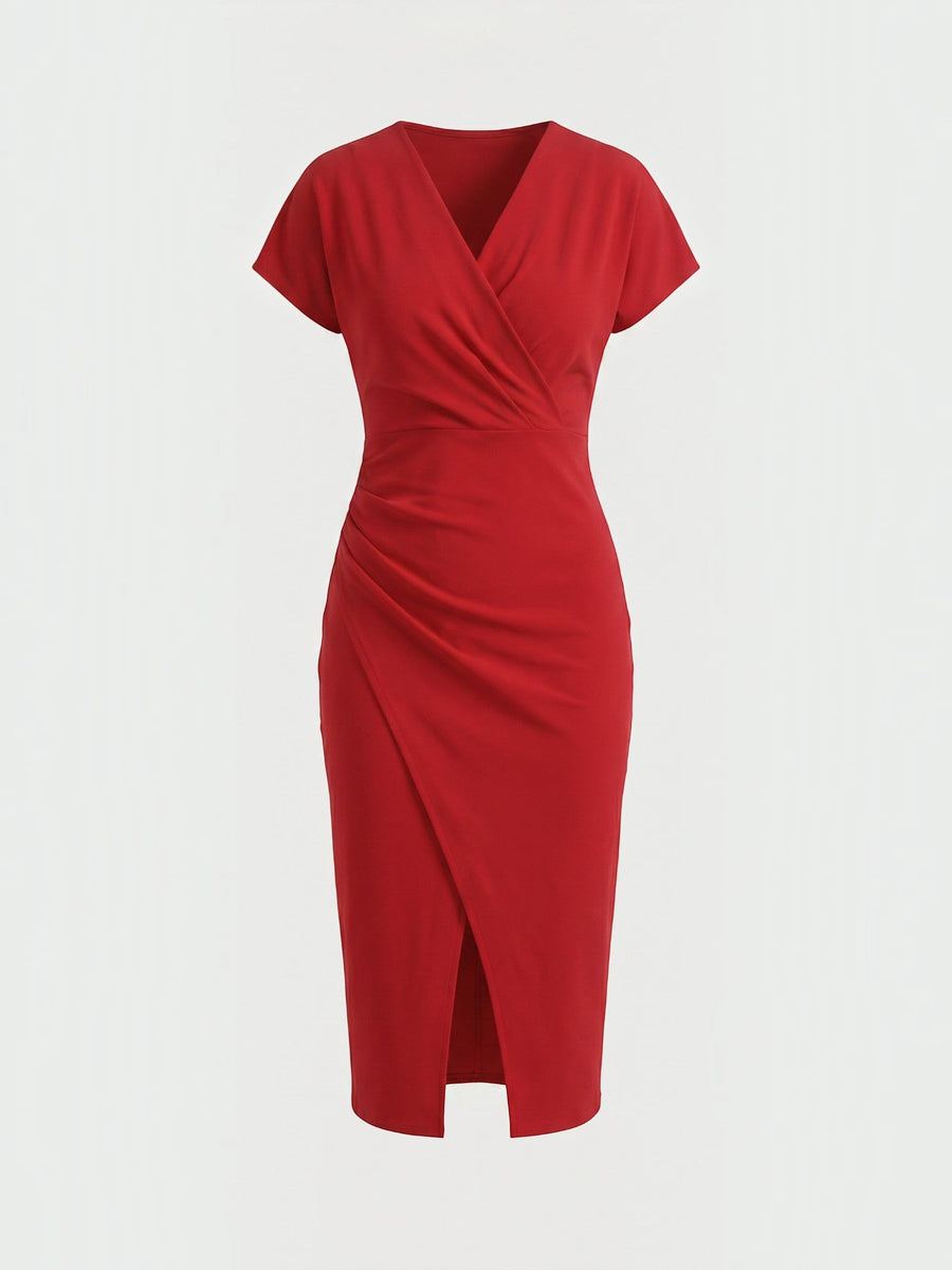 Raina Wickel-Midikleid mit V-Ausschnitt