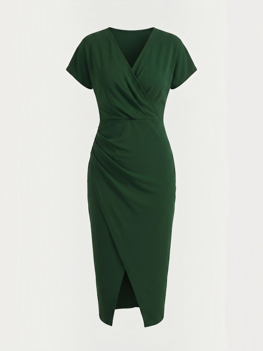 Raina Wickel-Midikleid mit V-Ausschnitt