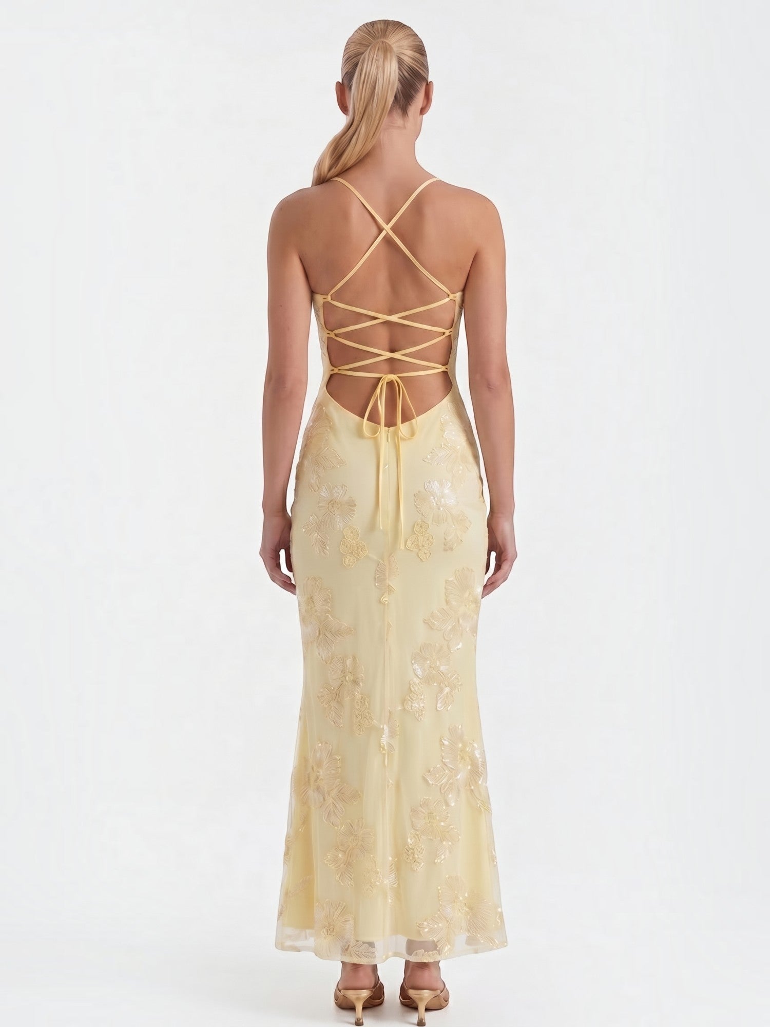Chantal Korsett Maxi-Abendkleid mit Blumenmuster