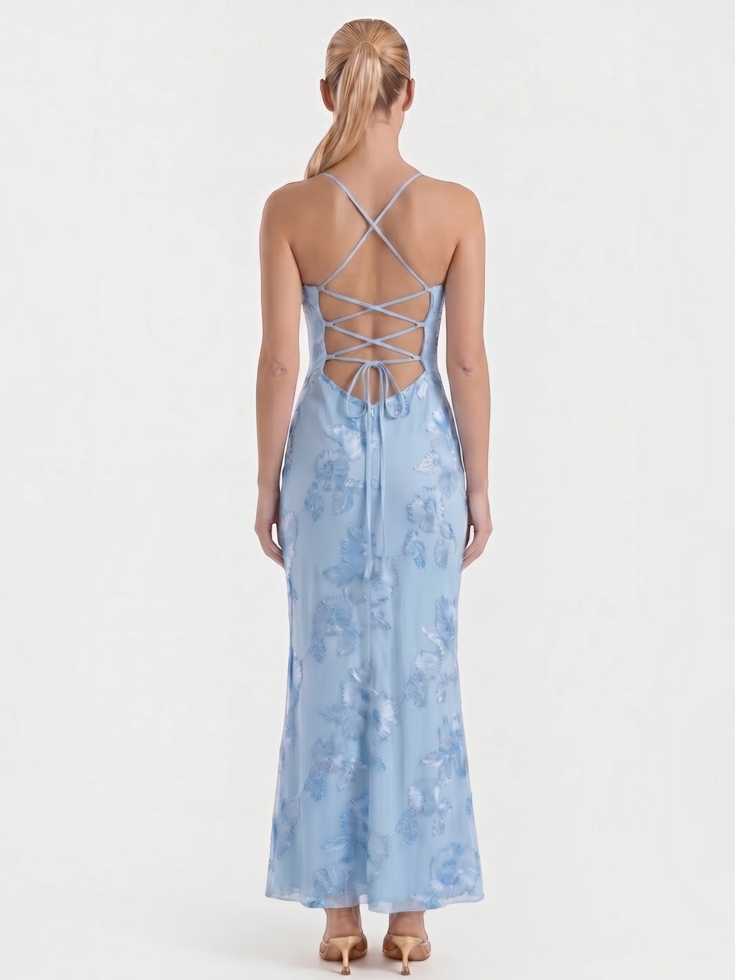 Chantal Korsett Maxi-Abendkleid mit Blumenmuster