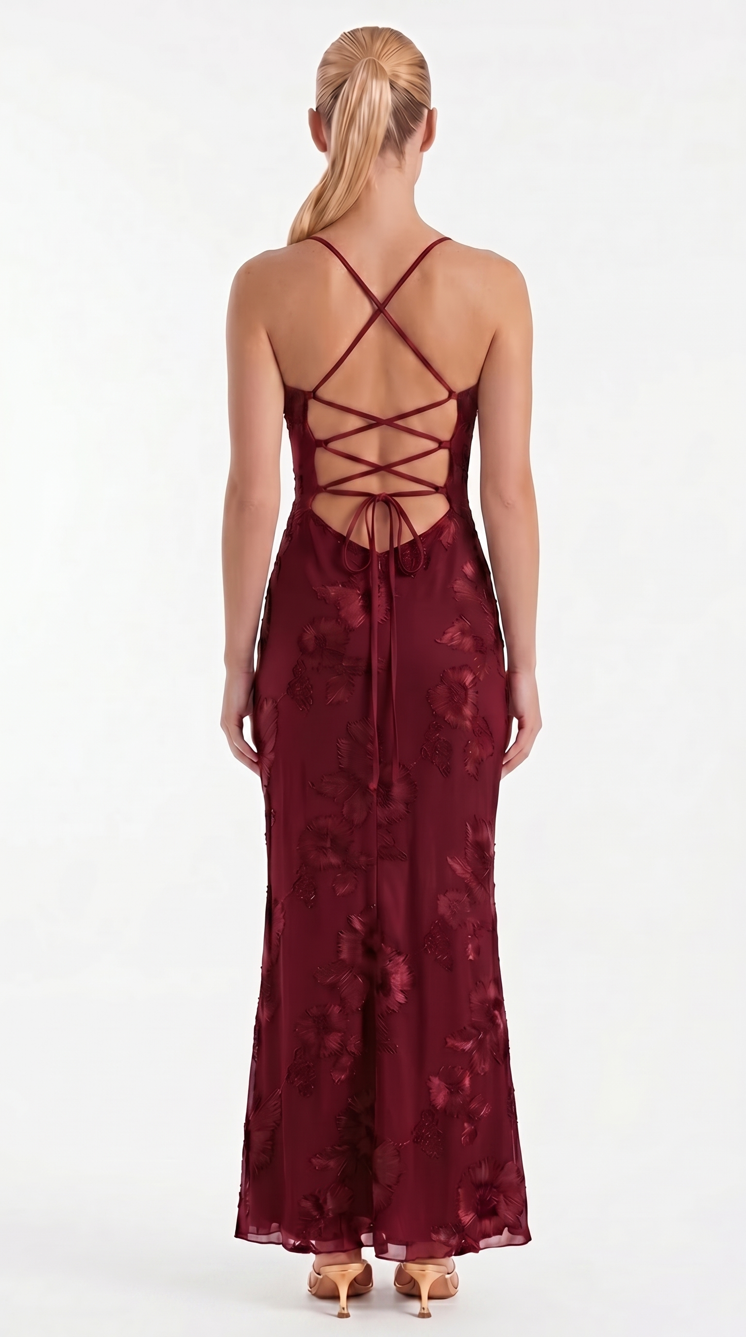 Chantal Korsett Maxi-Abendkleid mit Blumenmuster