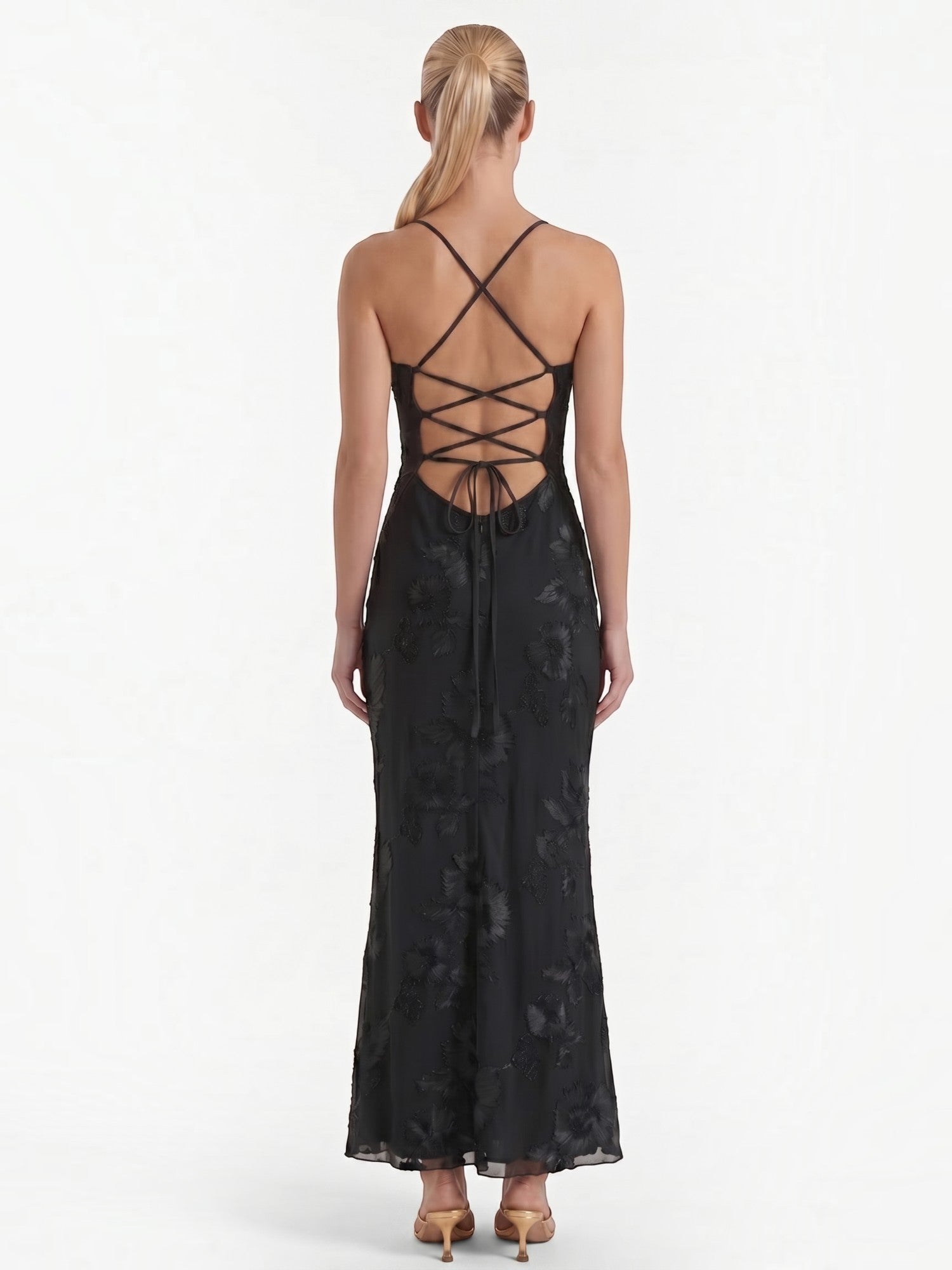 Chantal Korsett Maxi-Abendkleid mit Blumenmuster