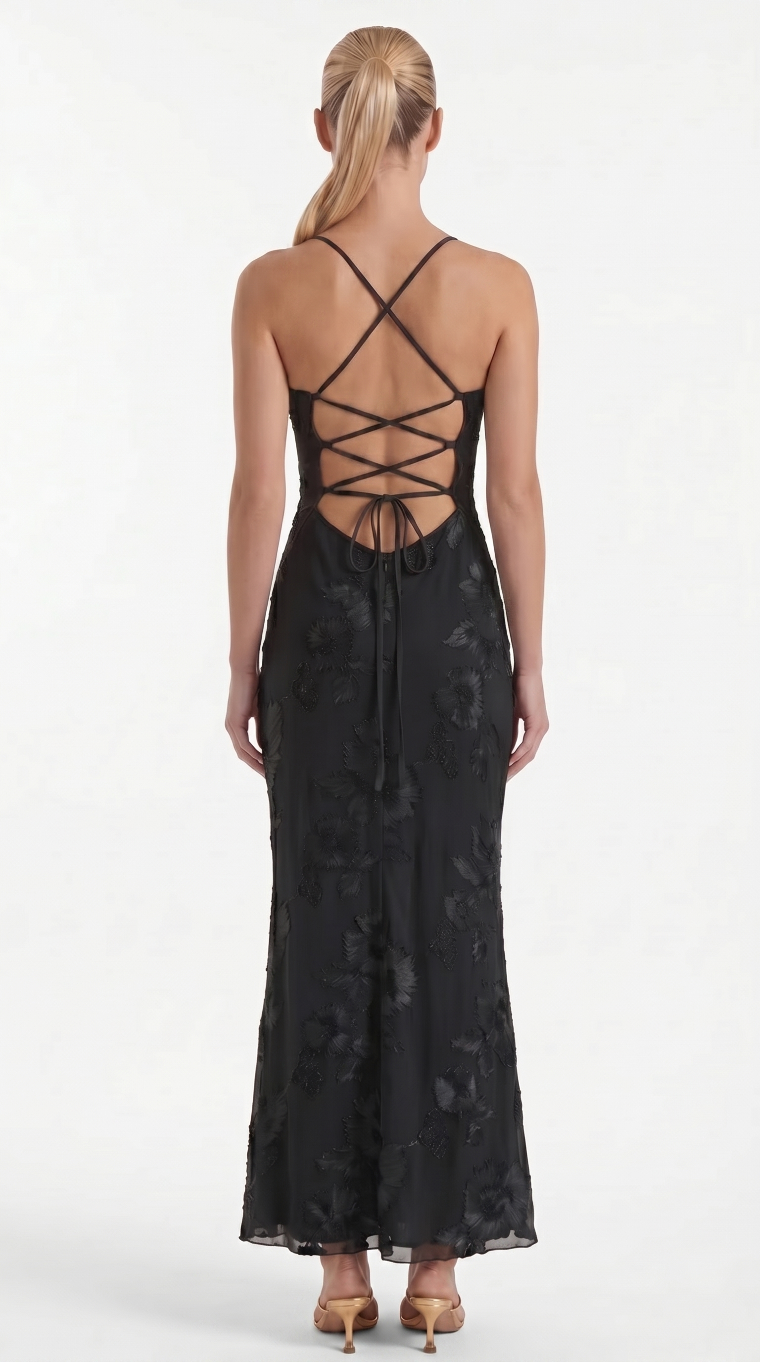 Chantal Korsett Maxi-Abendkleid mit Blumenmuster
