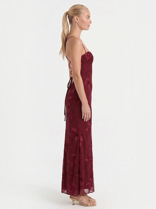 Chantal Korsett Maxi-Abendkleid mit Blumenmuster