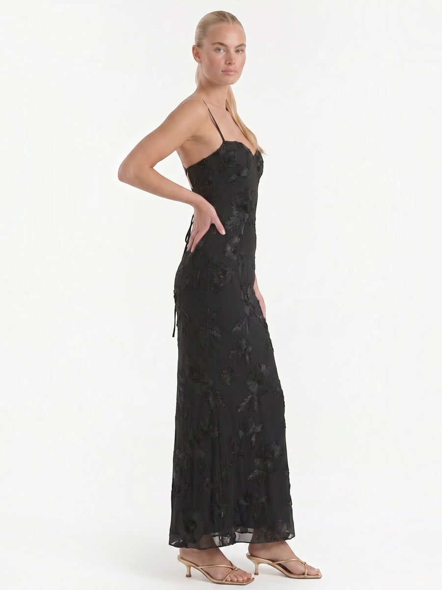 Chantal Korsett Maxi-Abendkleid mit Blumenmuster