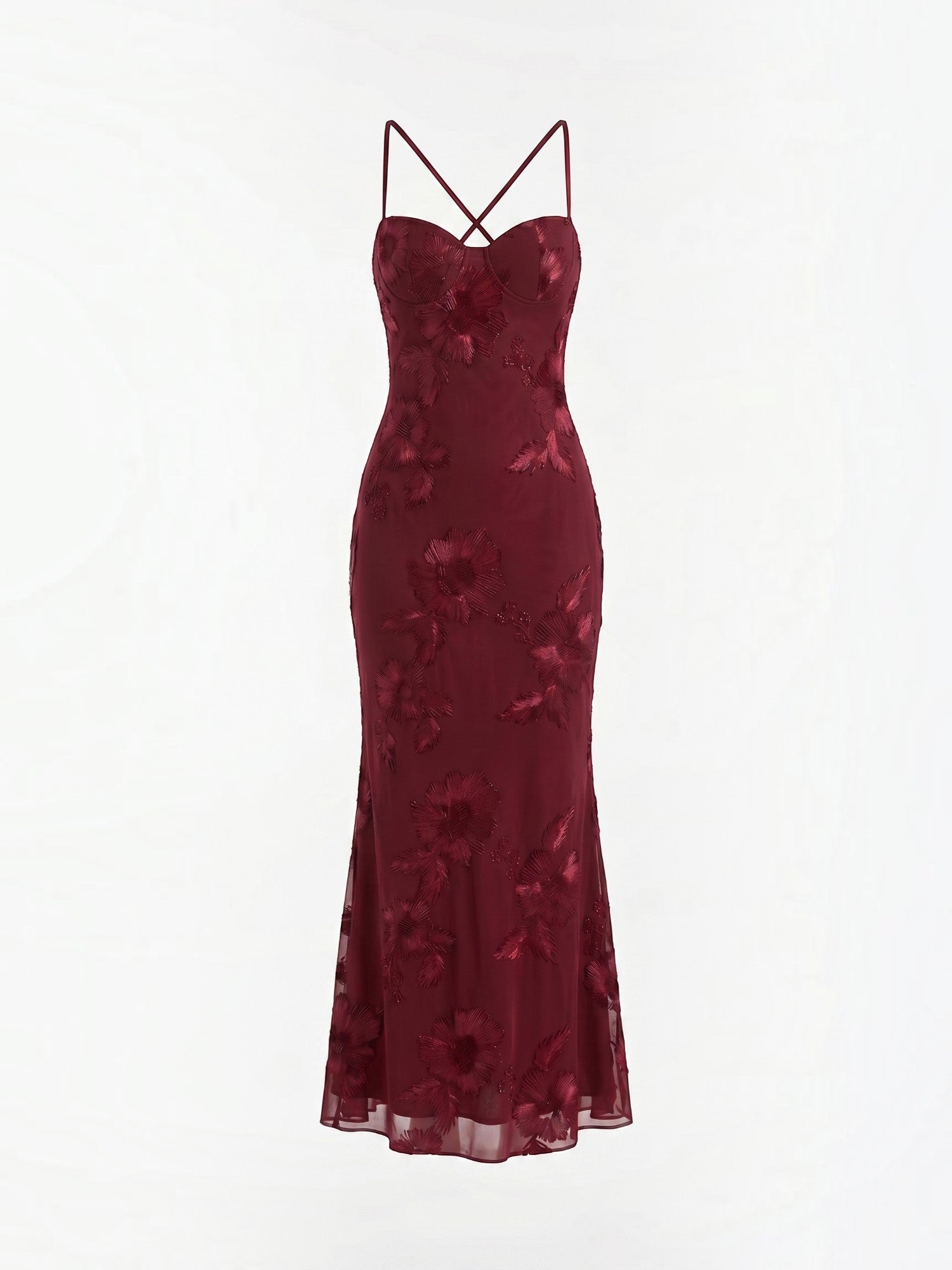 Chantal Korsett Maxi-Abendkleid mit Blumenmuster