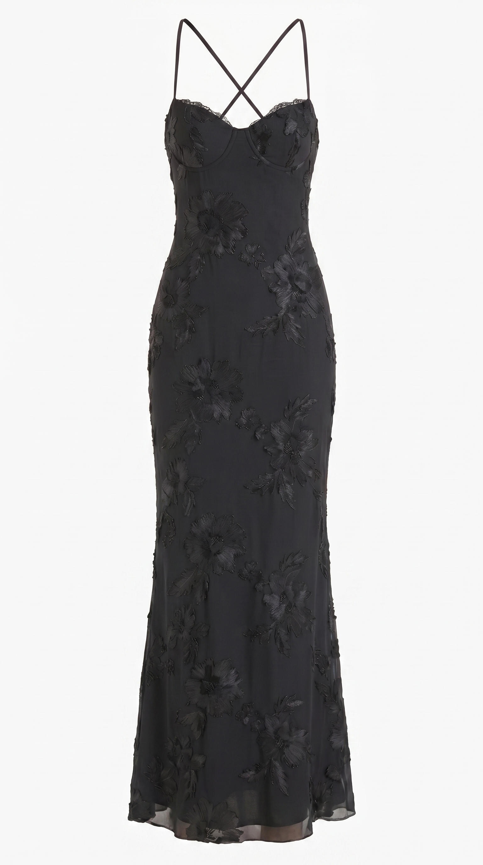 Chantal Korsett Maxi-Abendkleid mit Blumenmuster