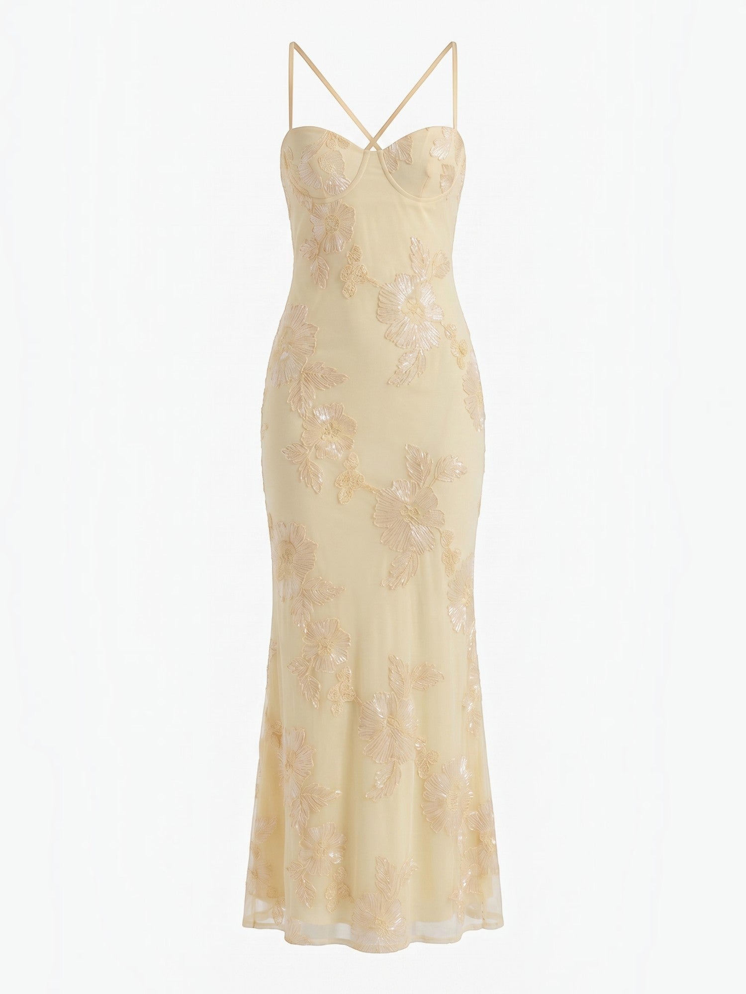 Chantal Korsett Maxi-Abendkleid mit Blumenmuster