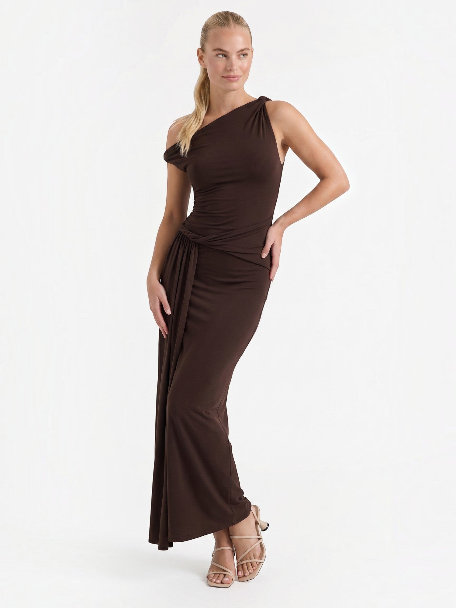 Enid Maxikleid mit One-Shoulder-Träger