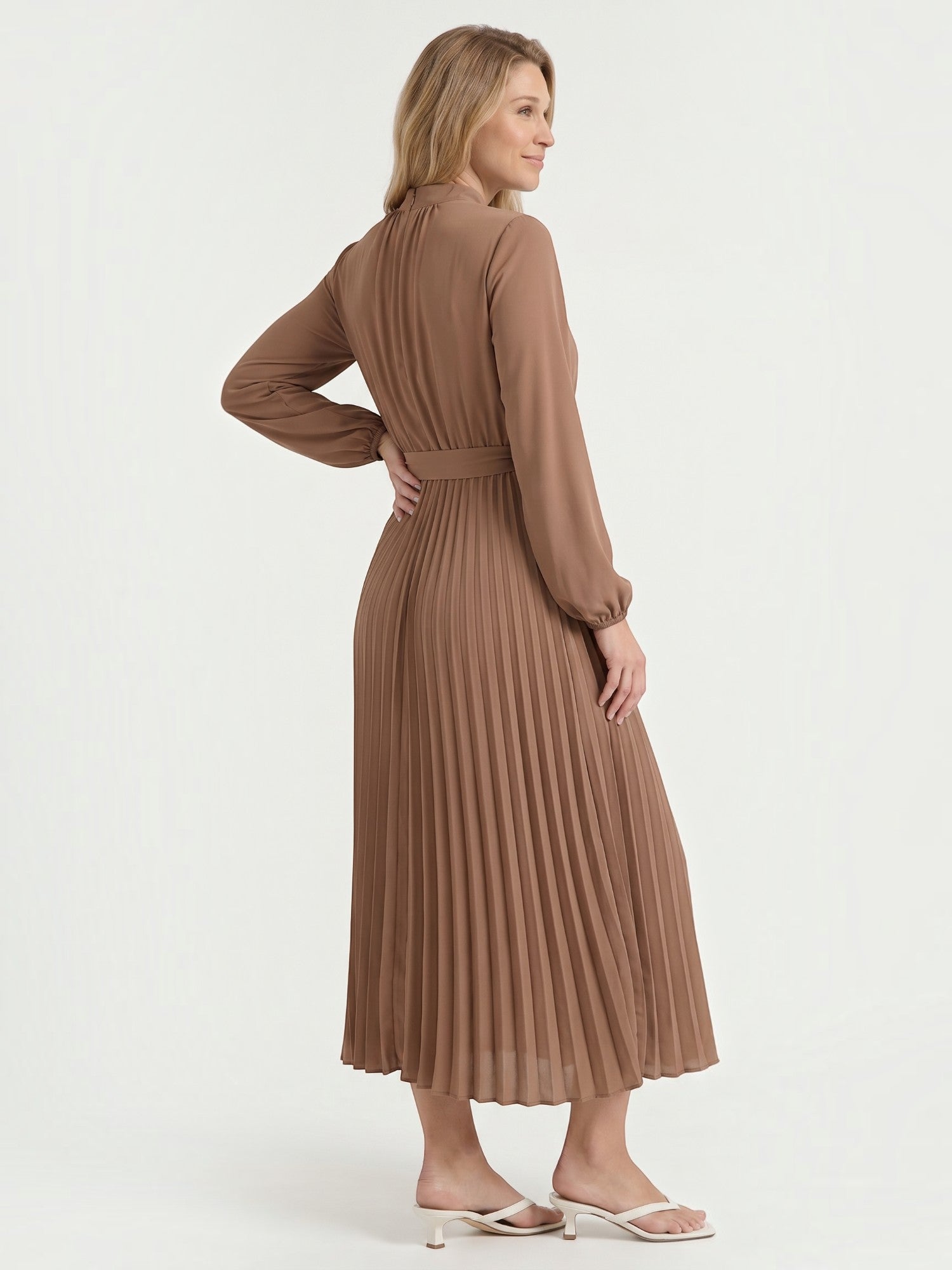Misty Midi-Plisseekleid mit Bindegürtel