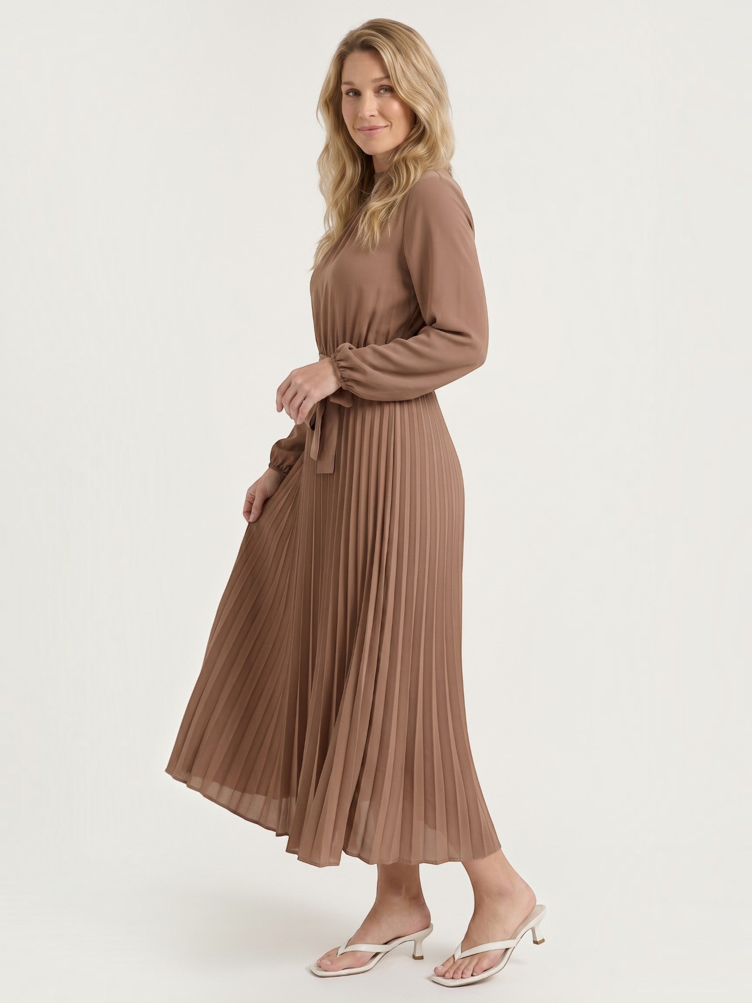 Misty Midi-Plisseekleid mit Bindegürtel