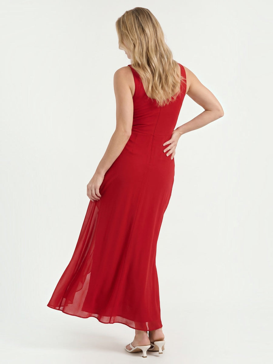Leslie Midikleid mit V-Ausschnitt und Stufensaum