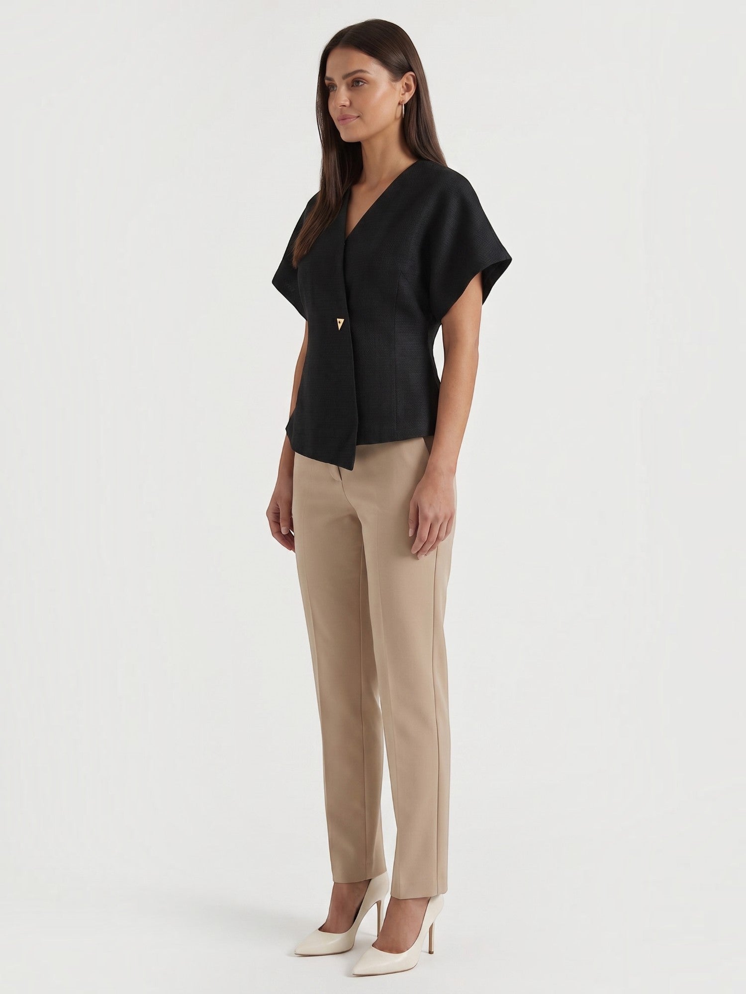 Amy Blazer Top mit asymmetrischer Wickeloptik