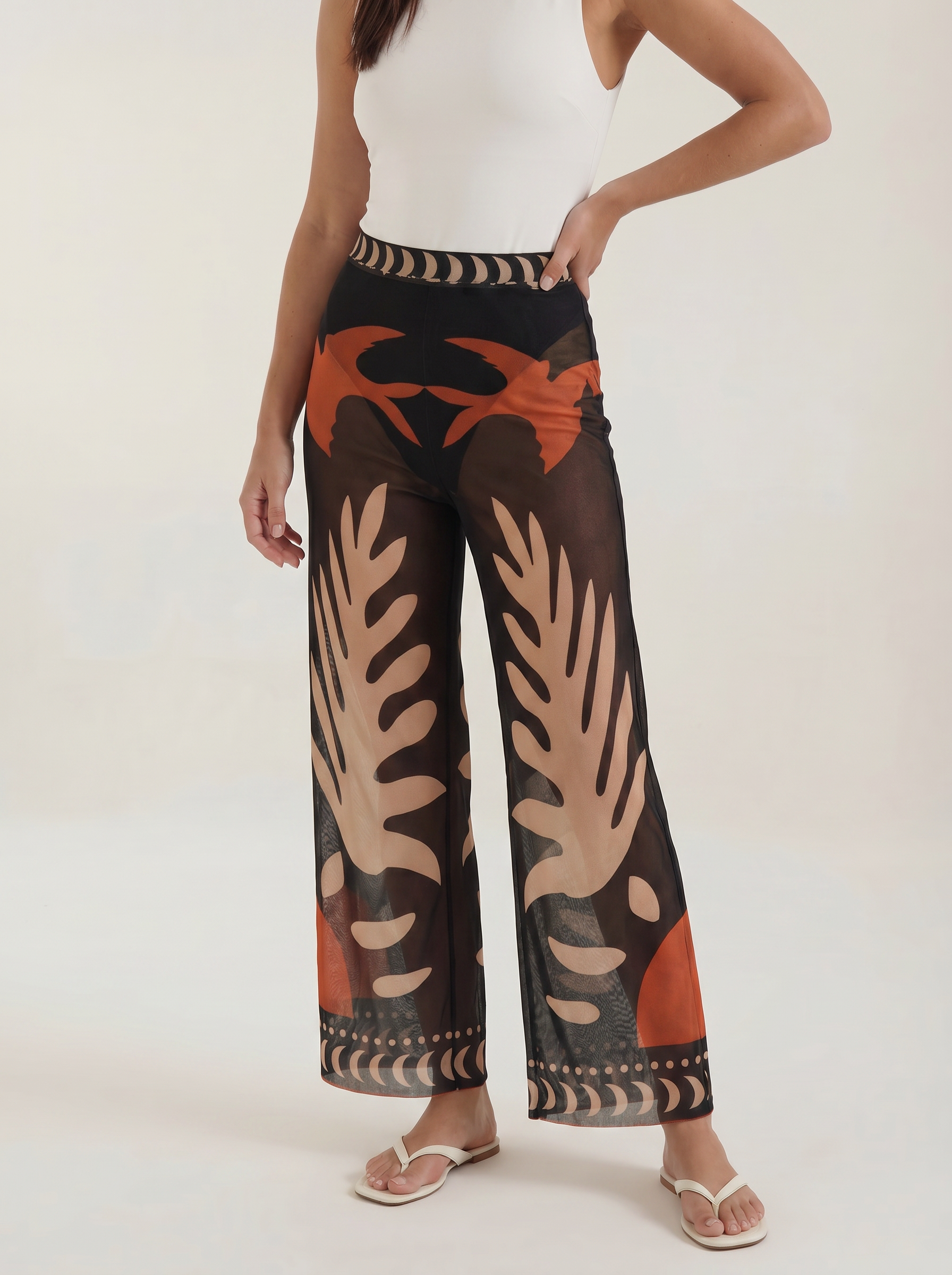 Beth Mesh-Hose mit Tropical-Print