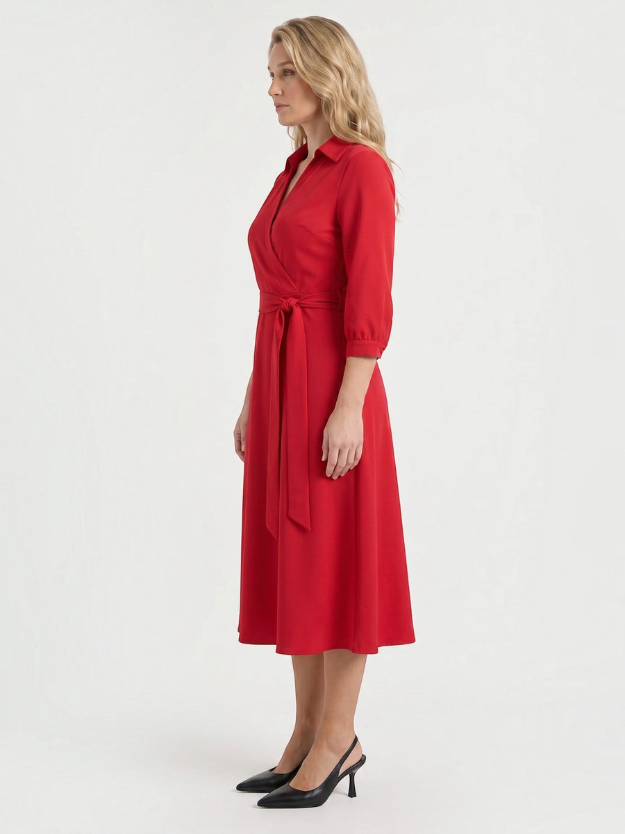 Amelia Midi-Wickelkleid mit Bindegürtel