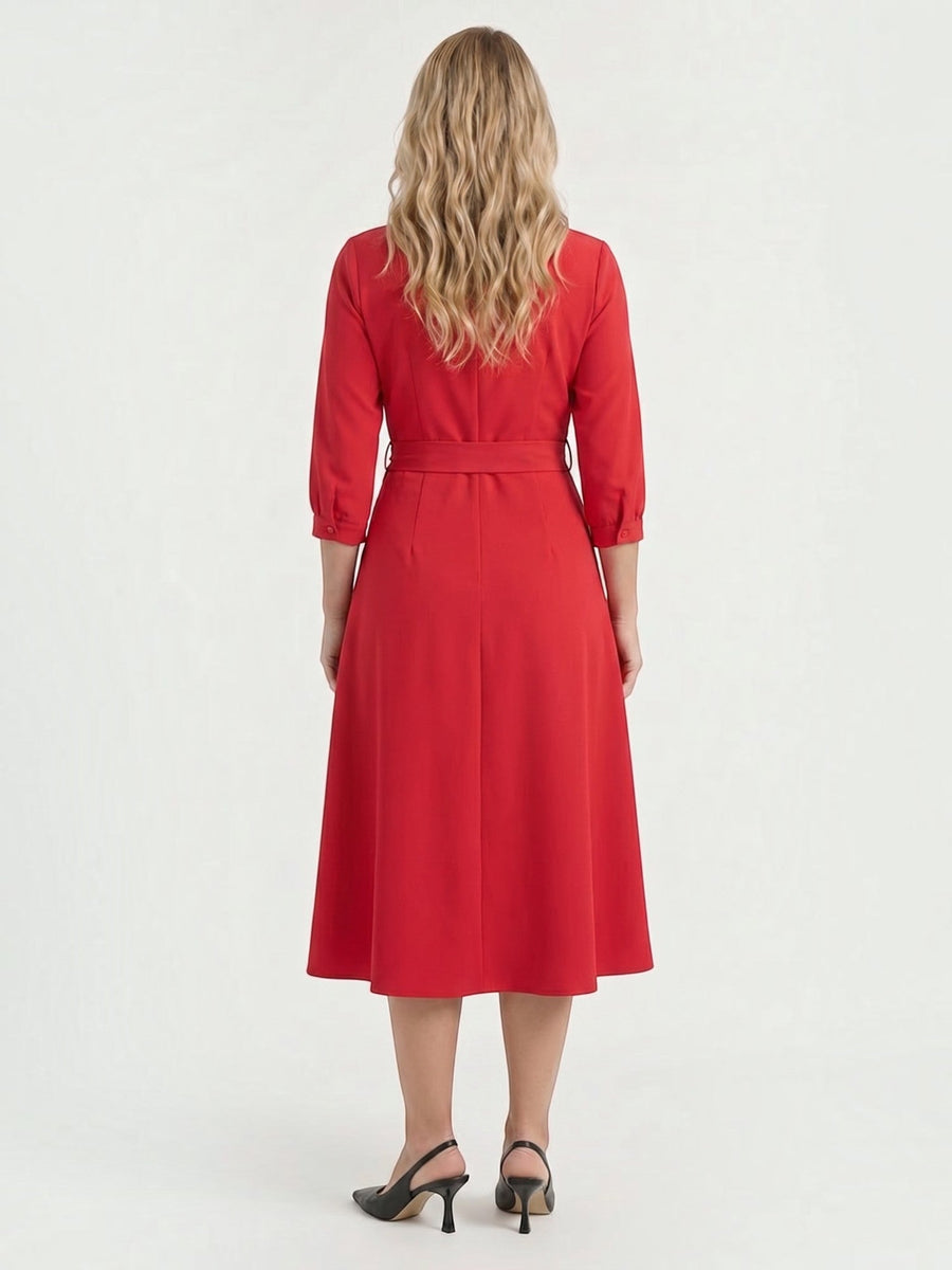 Amelia Midi-Wickelkleid mit Bindegürtel
