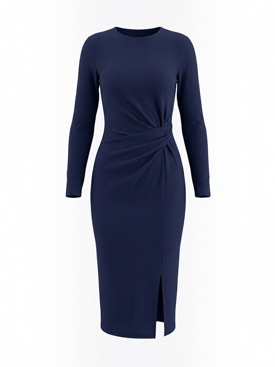 Danna Midikleid mit Wickeloptik und Seitenschlitz