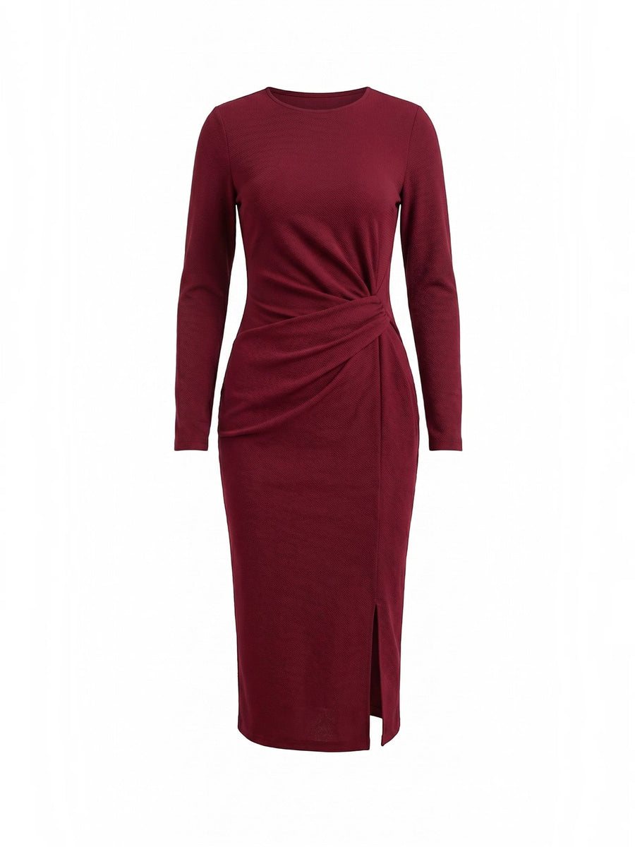 Danna Midikleid mit Wickeloptik und Seitenschlitz