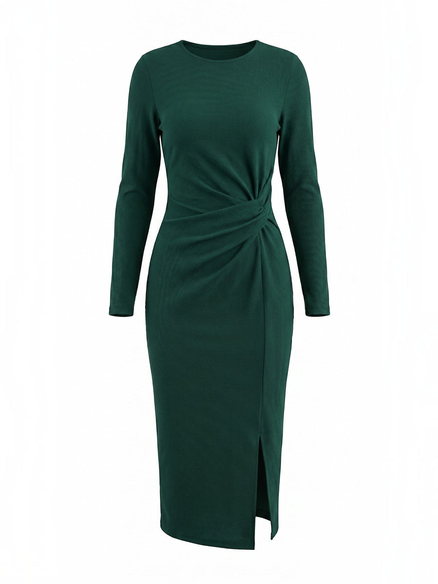 Danna Midikleid mit Wickeloptik und Seitenschlitz