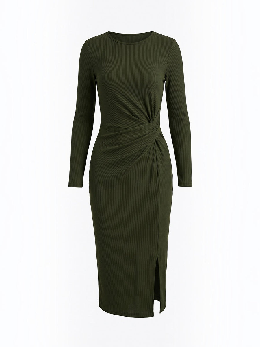 Danna Midikleid mit Wickeloptik und Seitenschlitz