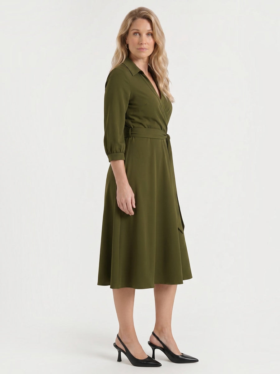 Amelia Midi-Wickelkleid mit Bindegürtel