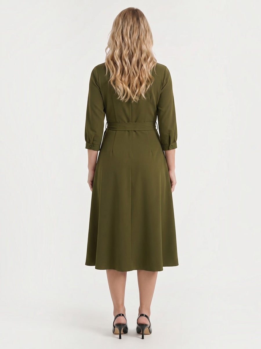 Amelia Midi-Wickelkleid mit Bindegürtel