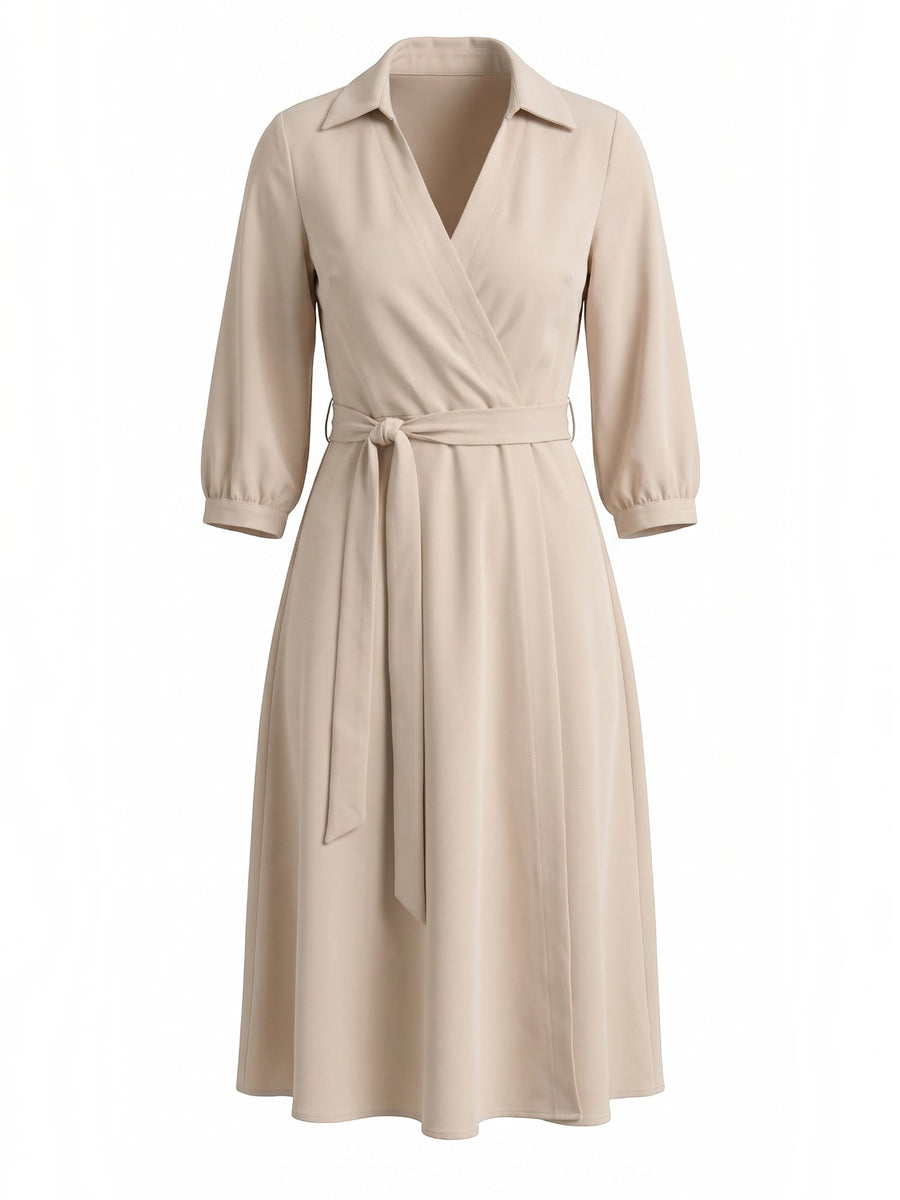 Amelia Midi-Wickelkleid mit Bindegürtel