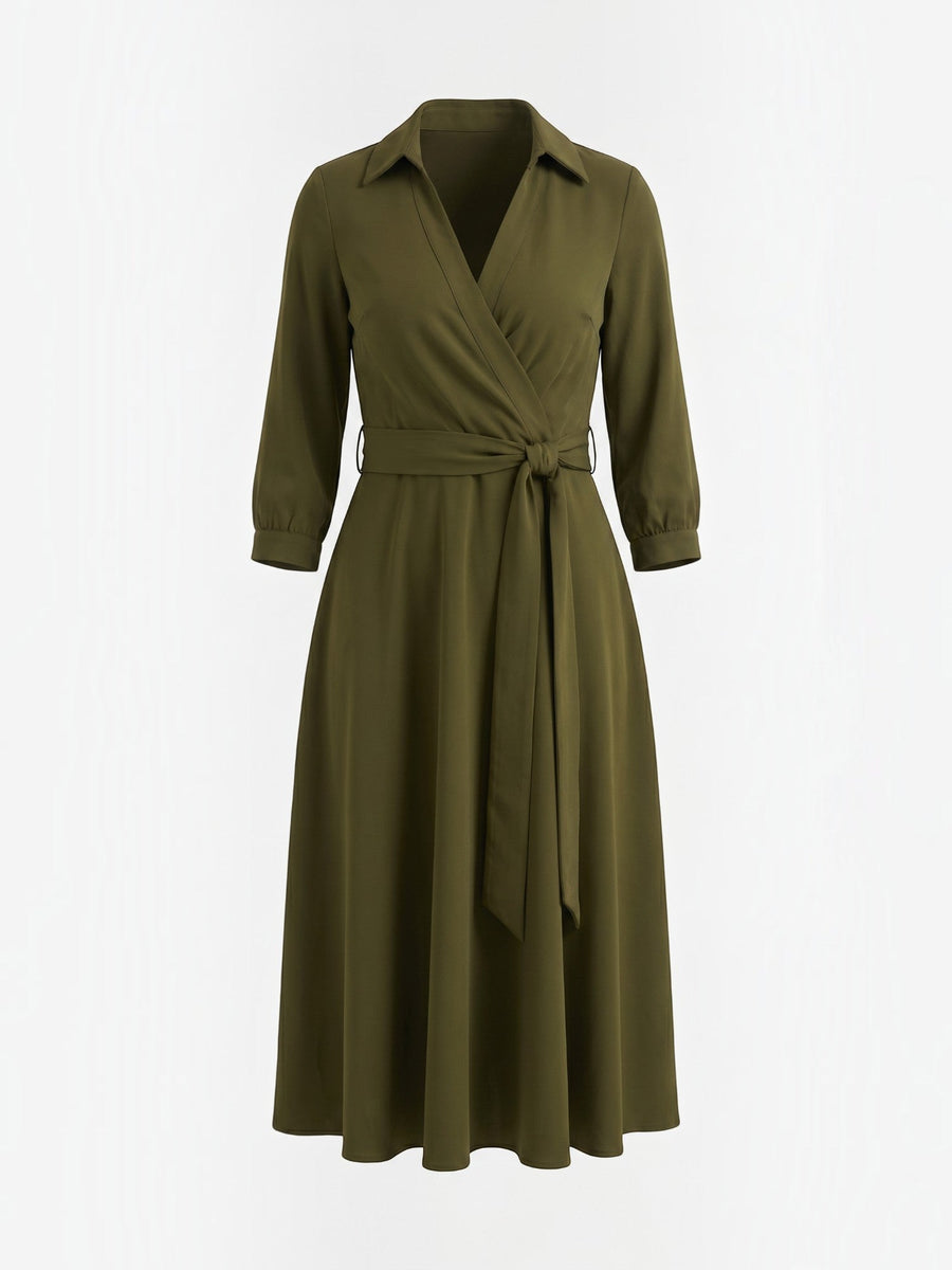 Amelia Midi-Wickelkleid mit Bindegürtel