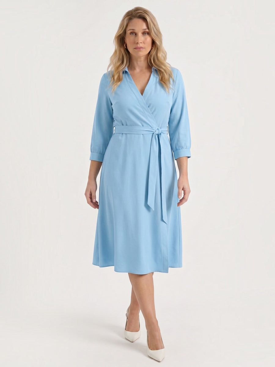Amelia Midi-Wickelkleid mit Bindegürtel