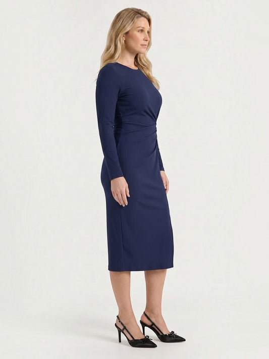 Danna Midikleid mit Wickeloptik und Seitenschlitz