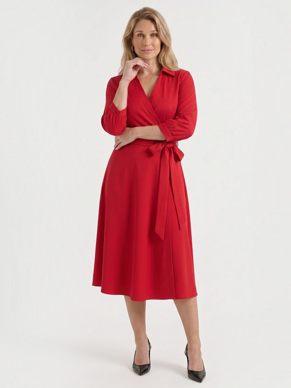 Amelia Midi-Wickelkleid mit Bindegürtel