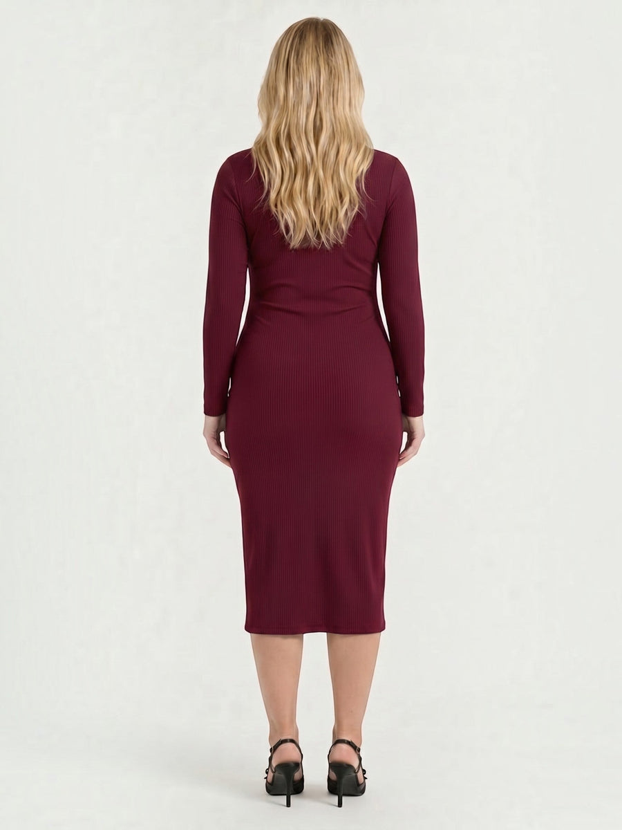 Danna Midikleid mit Wickeloptik und Seitenschlitz