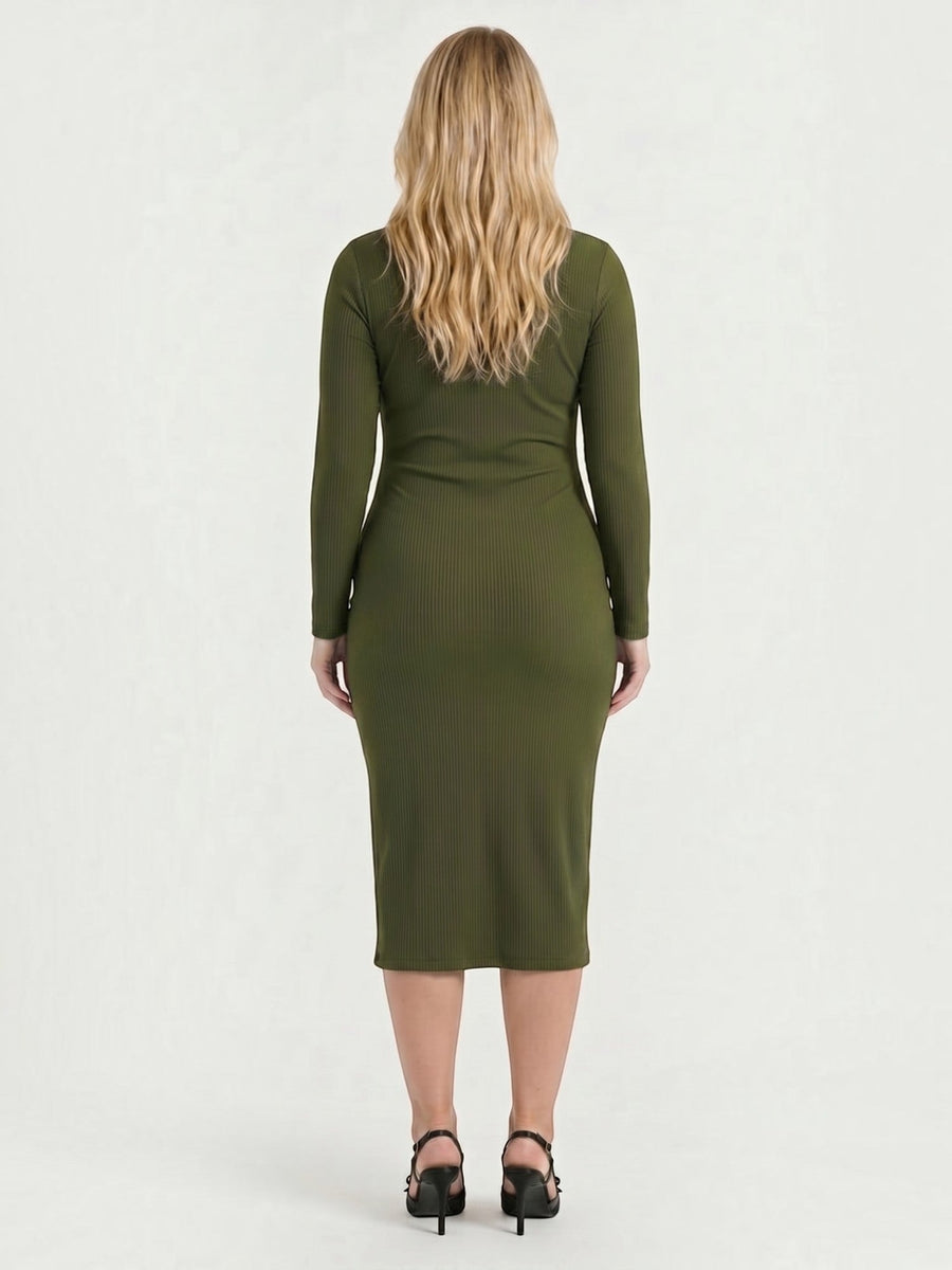 Danna Midikleid mit Wickeloptik und Seitenschlitz