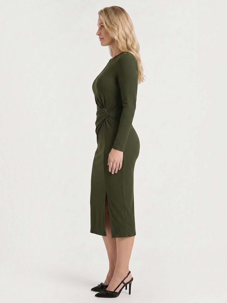 Danna Midikleid mit Wickeloptik und Seitenschlitz