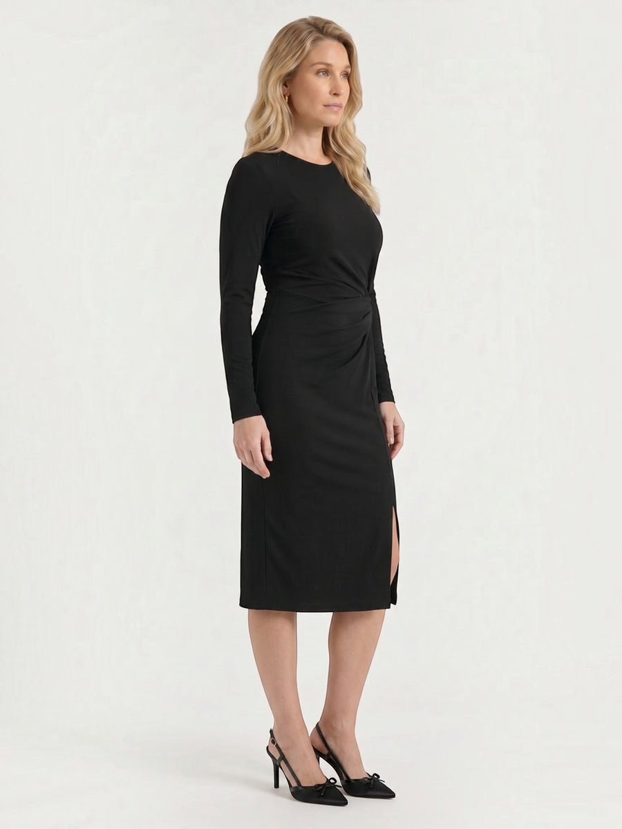 Danna Midikleid mit Wickeloptik und Seitenschlitz