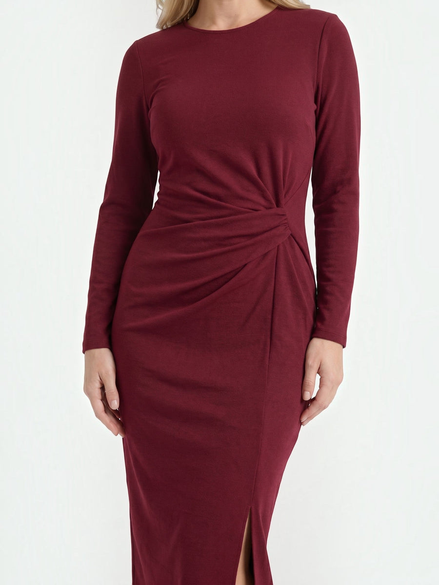 Danna Midikleid mit Wickeloptik und Seitenschlitz