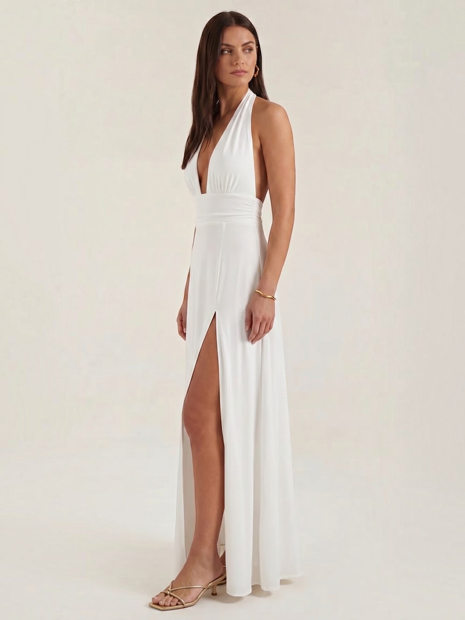 Anya Maxi Abendkleid Neckholder mit Beinschlitz