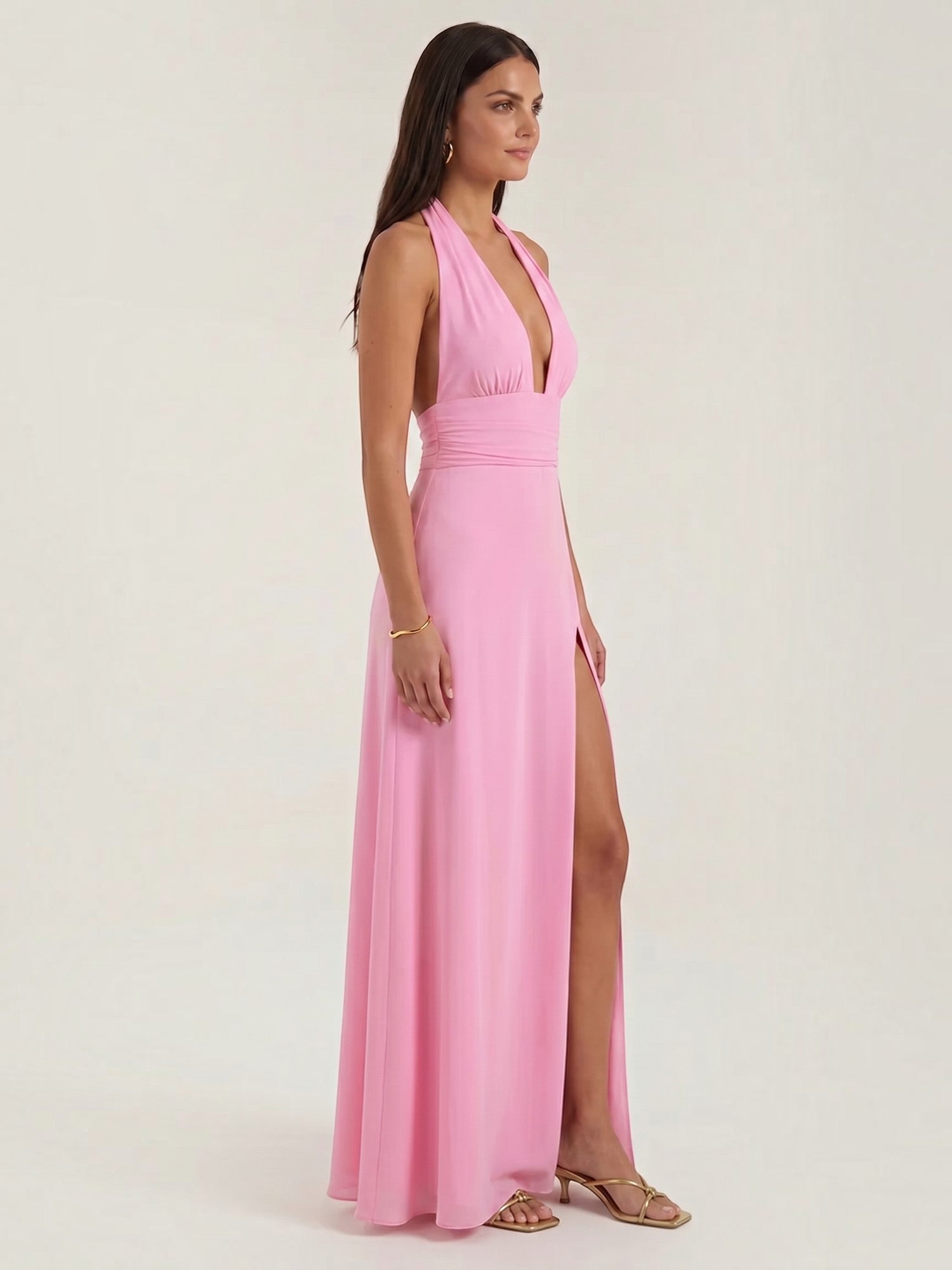 Anya Maxi Abendkleid Neckholder mit Beinschlitz