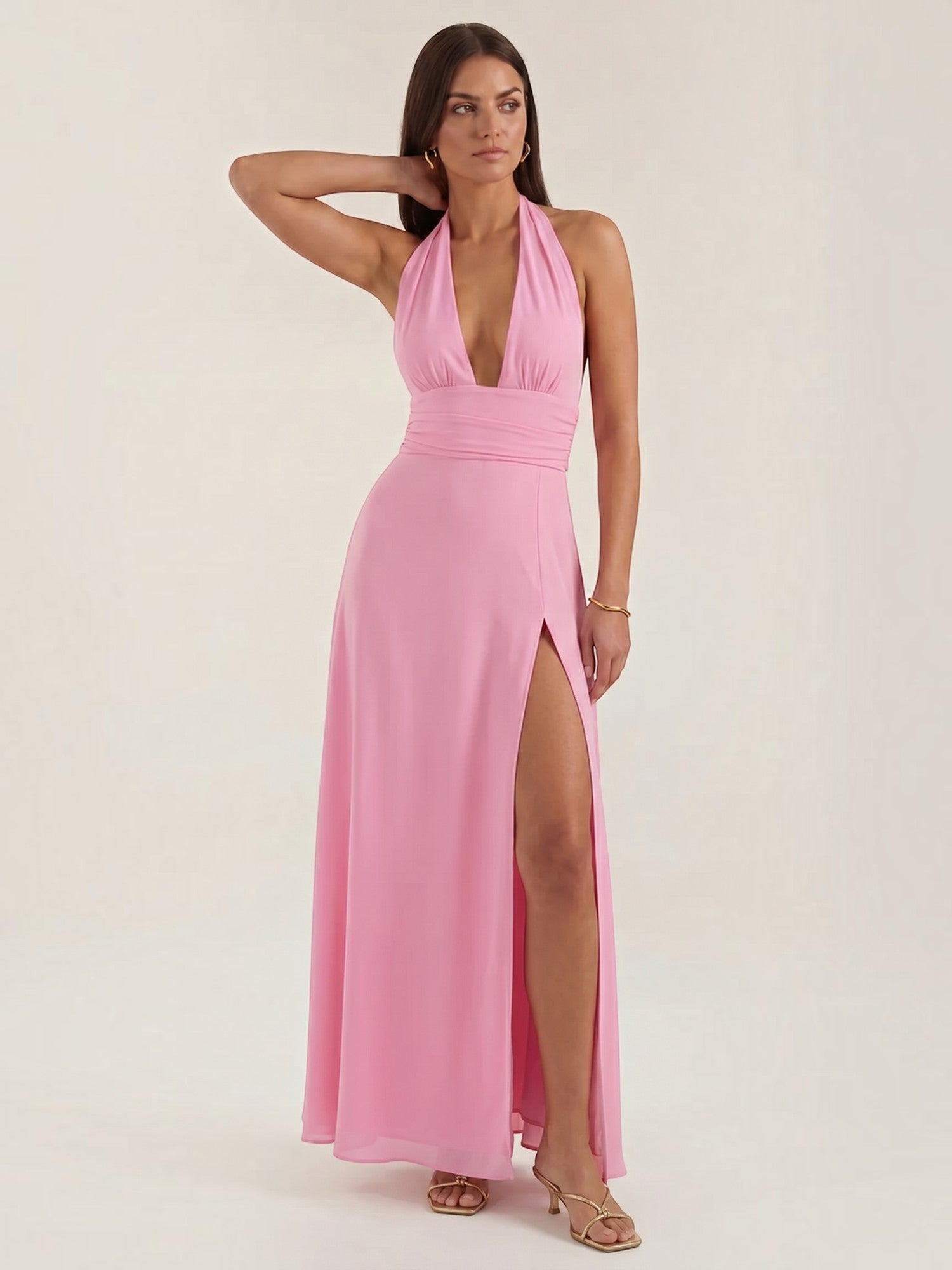 Anya Maxi Abendkleid Neckholder mit Beinschlitz