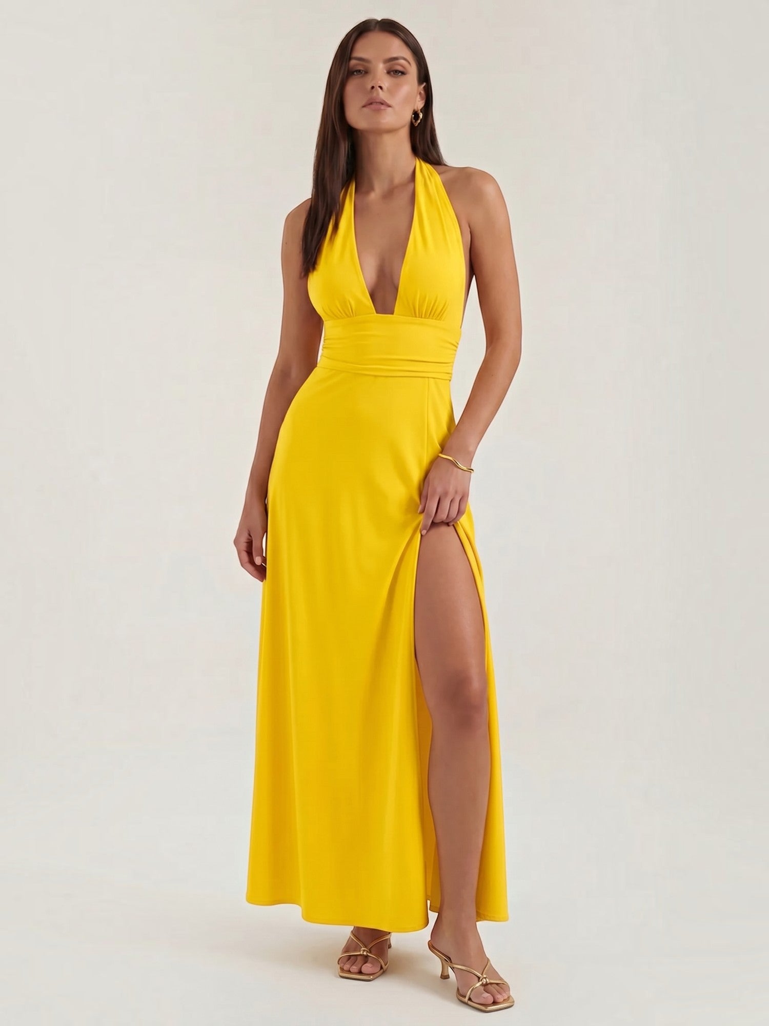 Anya Maxi Abendkleid Neckholder mit Beinschlitz