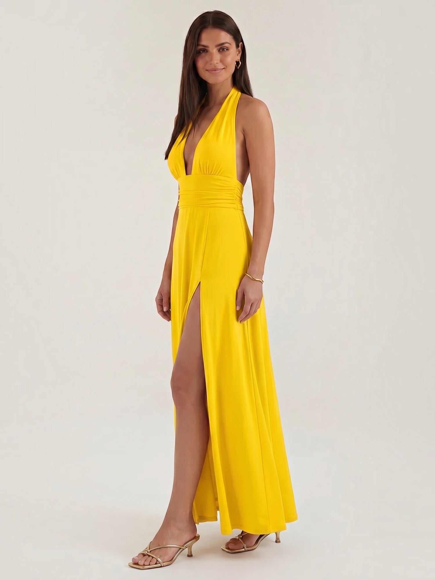 Anya Maxi Abendkleid Neckholder mit Beinschlitz