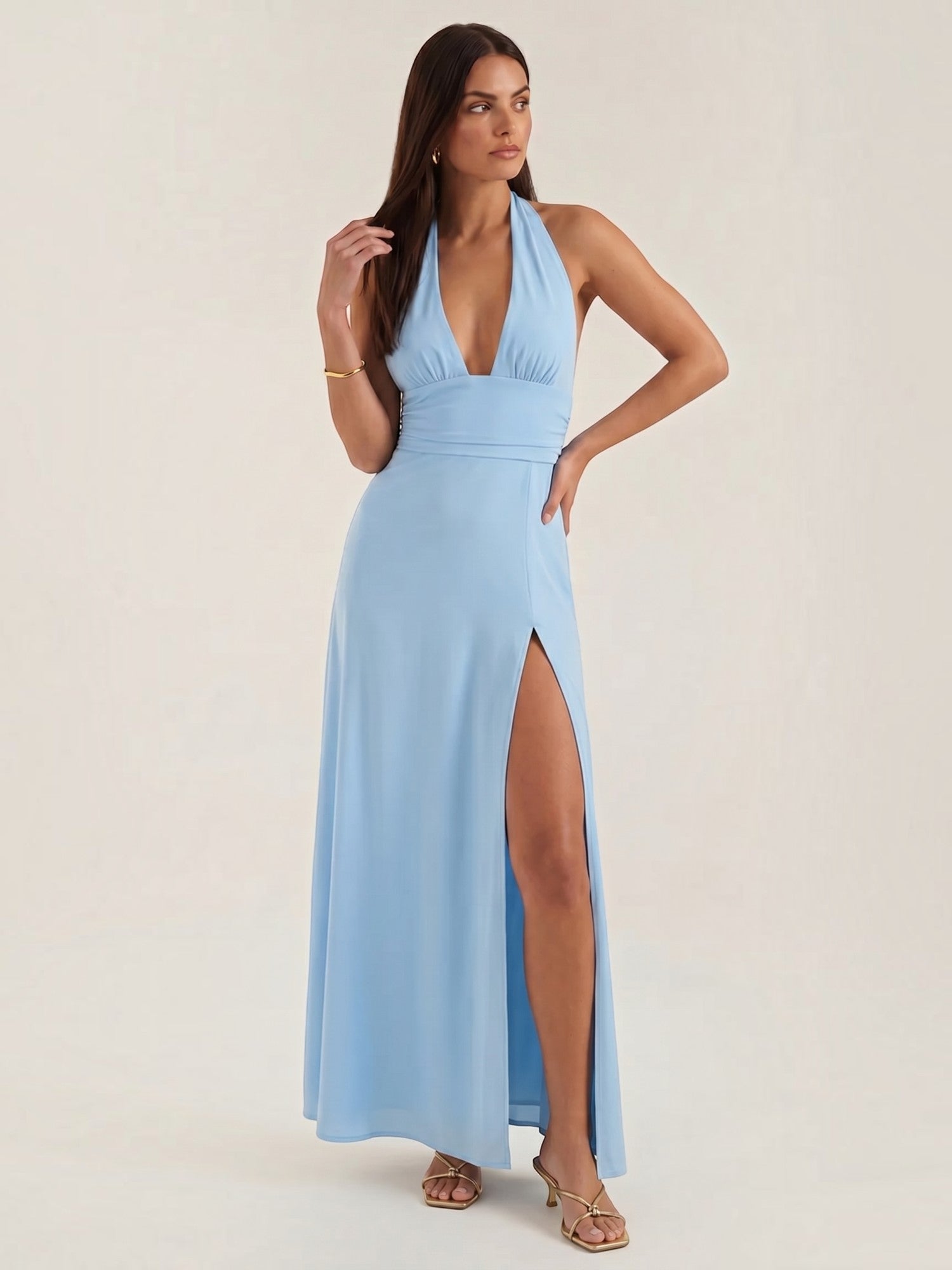 Anya Maxi Abendkleid Neckholder mit Beinschlitz