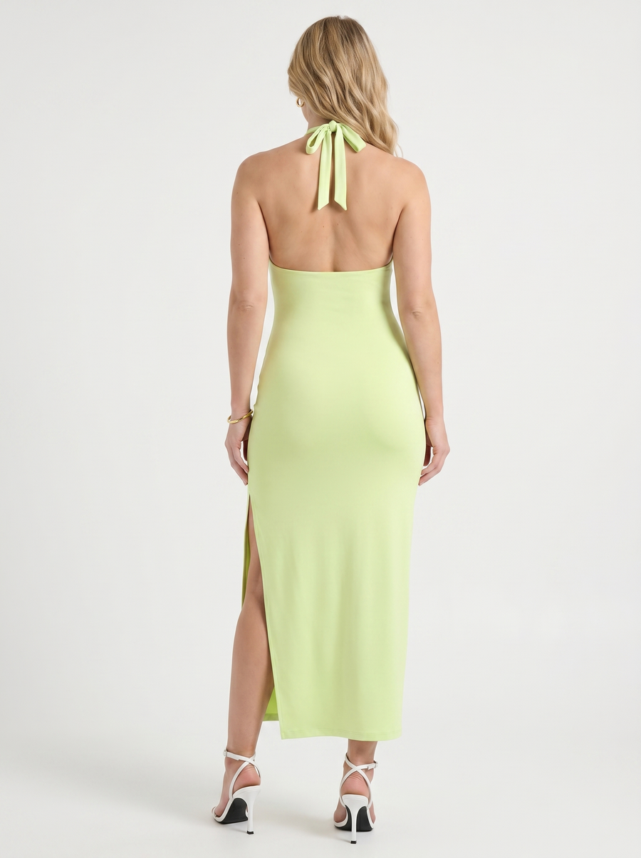 Carina Neckholder-Maxikleid mit Beinschlitz