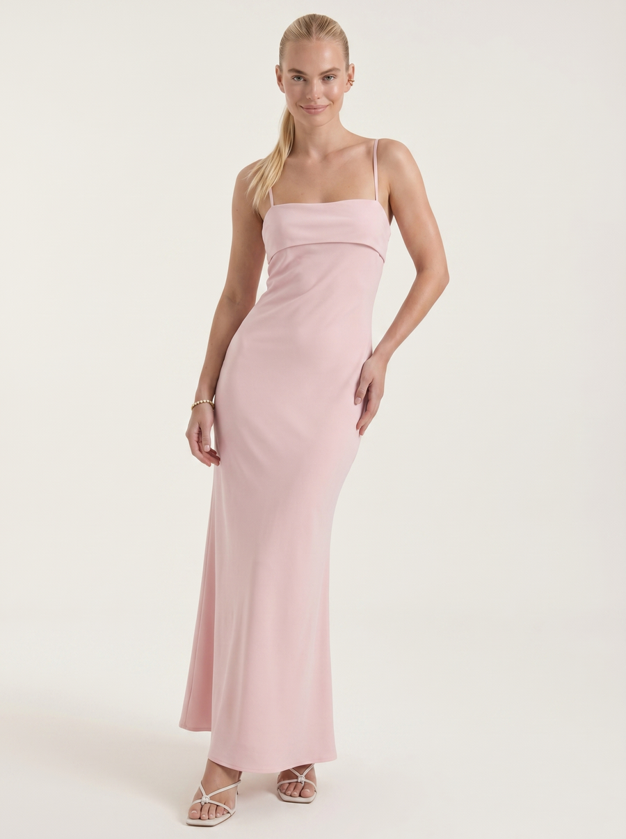 Dale Maxikleid mit Spaghettiträgern und schmaler Linie