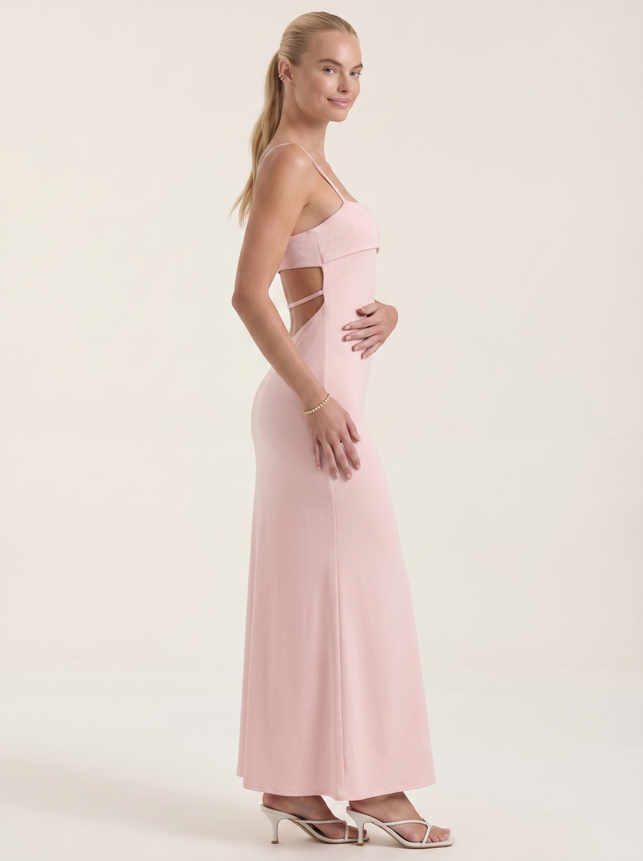 Dale Maxikleid mit Spaghettiträgern und schmaler Linie