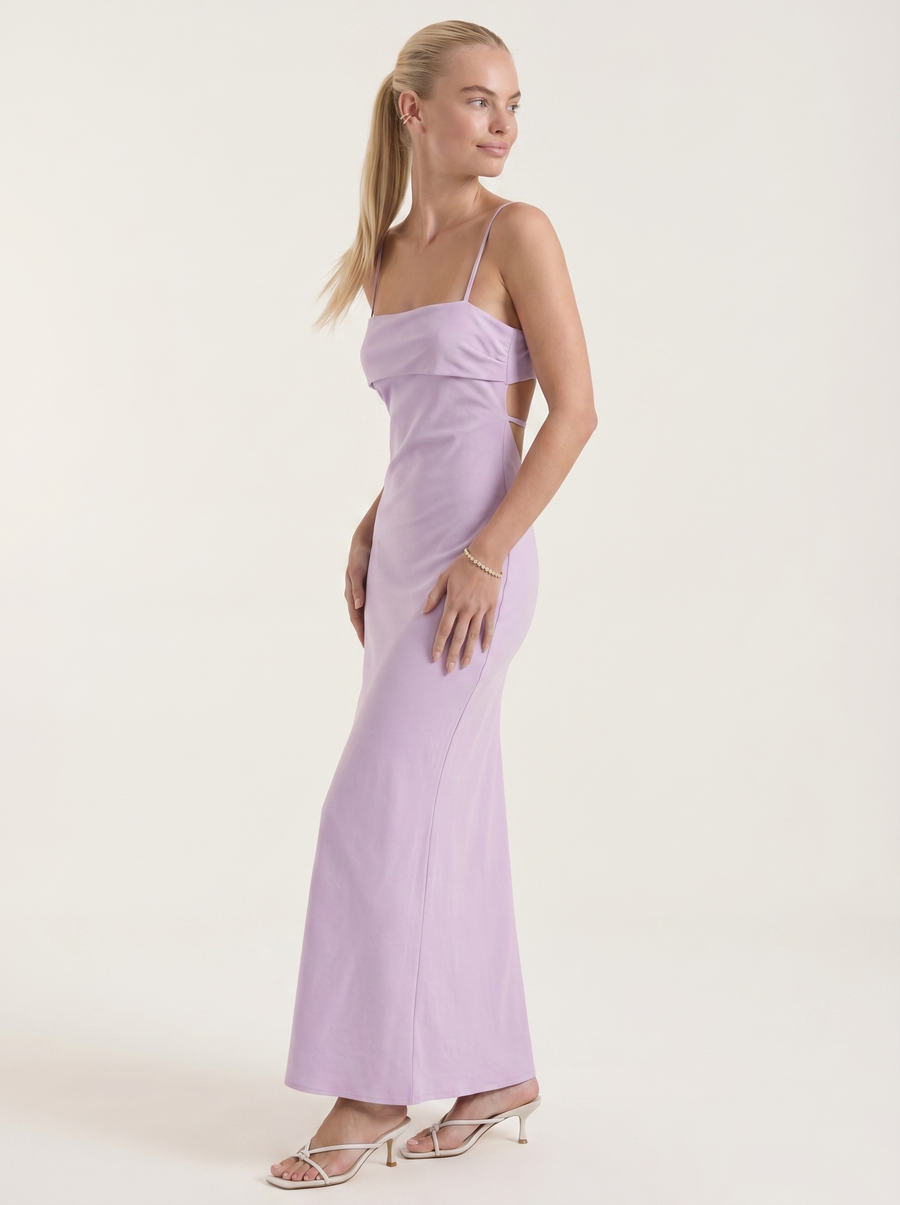 Dale Maxikleid mit Spaghettiträgern und schmaler Linie