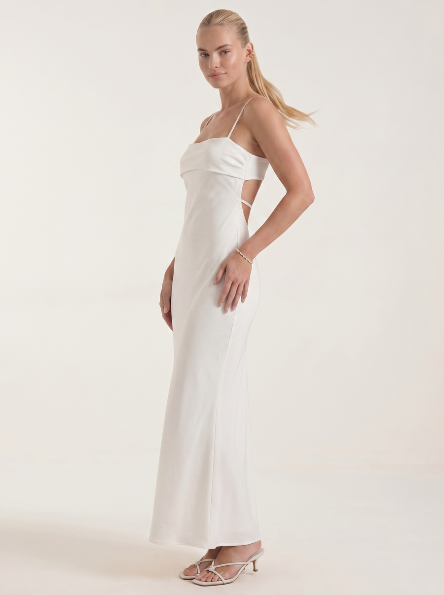 Dale Maxikleid mit Spaghettiträgern und schmaler Linie