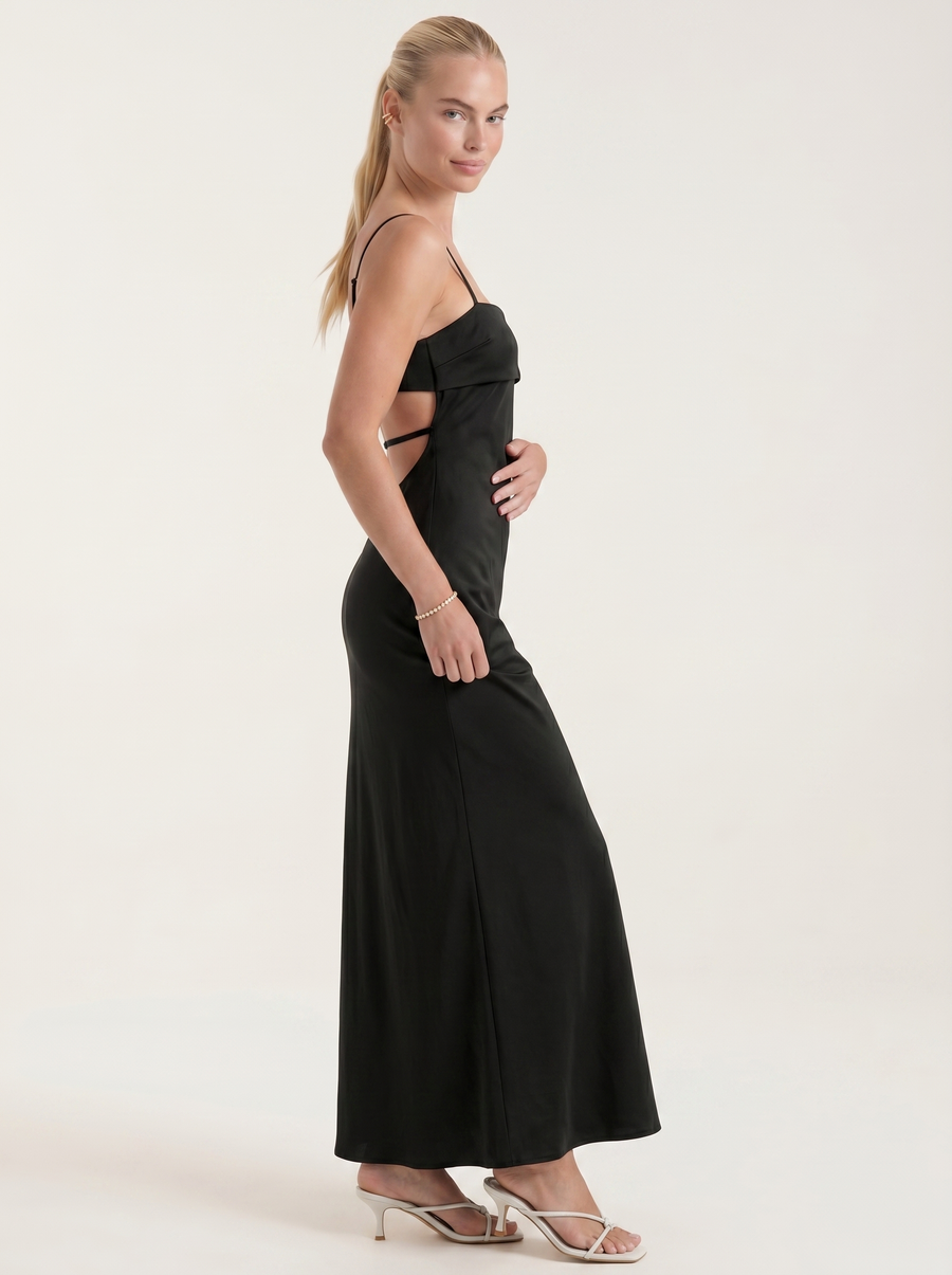 Dale Maxikleid mit Spaghettiträgern und schmaler Linie
