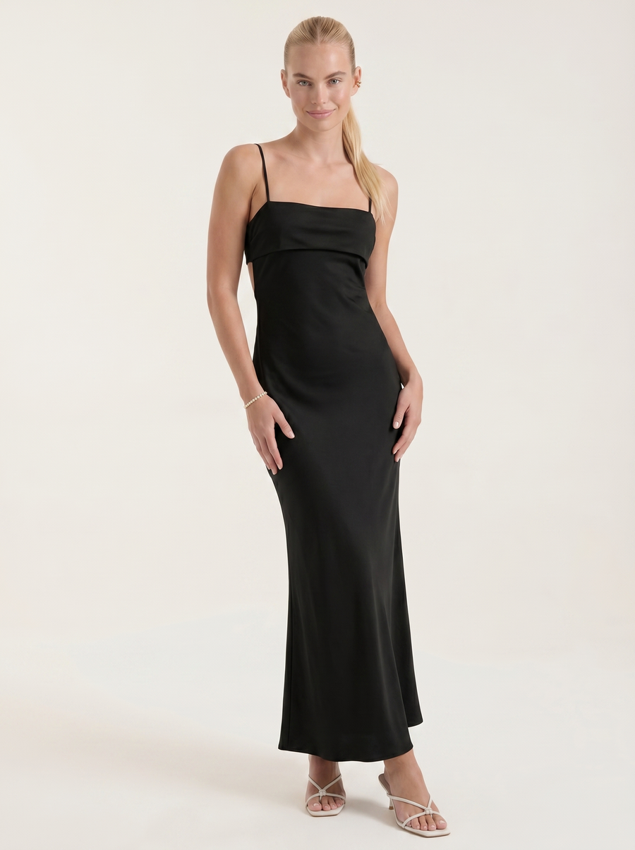Dale Maxikleid mit Spaghettiträgern und schmaler Linie