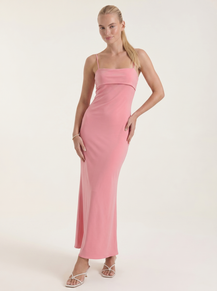 Dale Maxikleid mit Spaghettiträgern und schmaler Linie